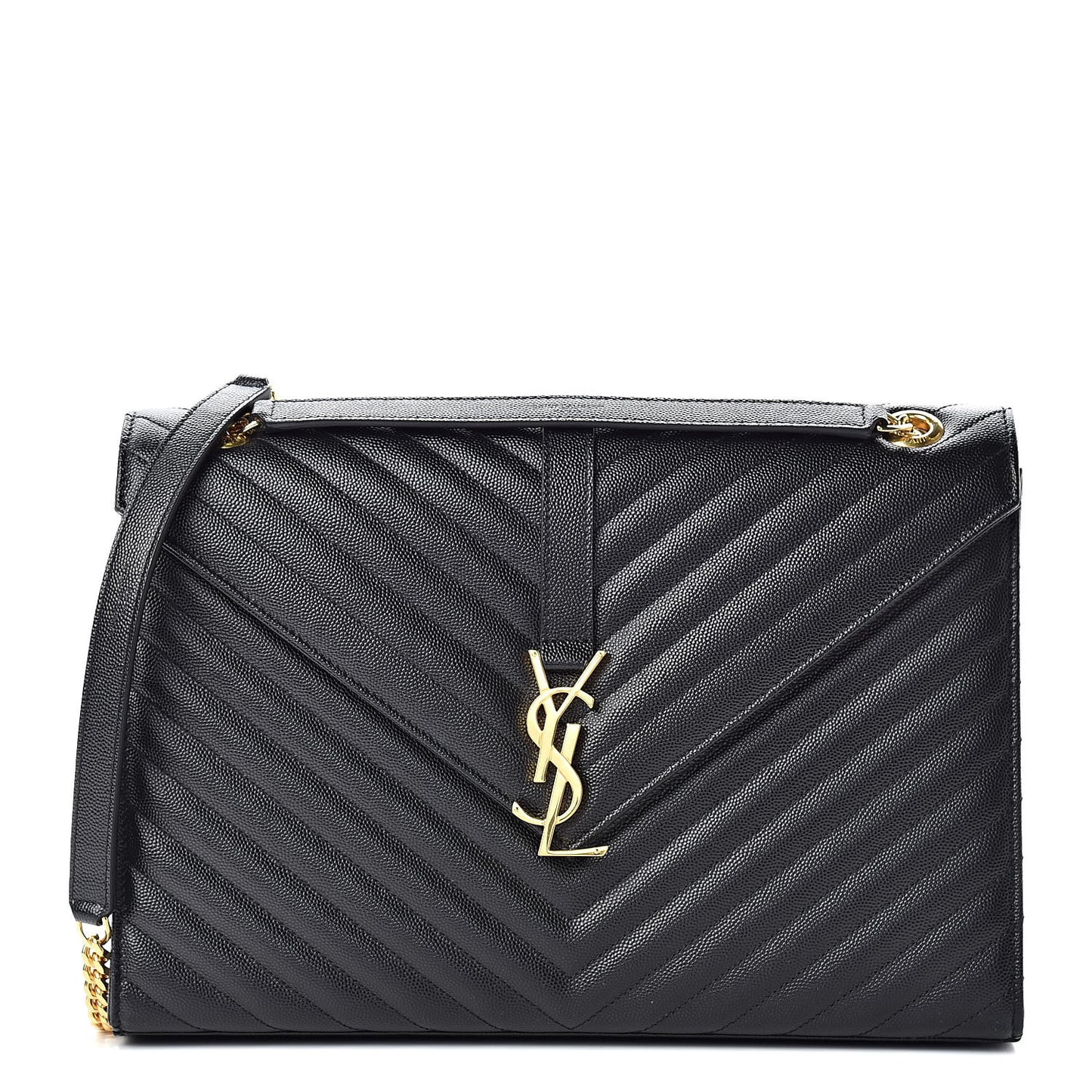 Grain De Poudre Matelasse Chevron Large Monogram Satchel Black