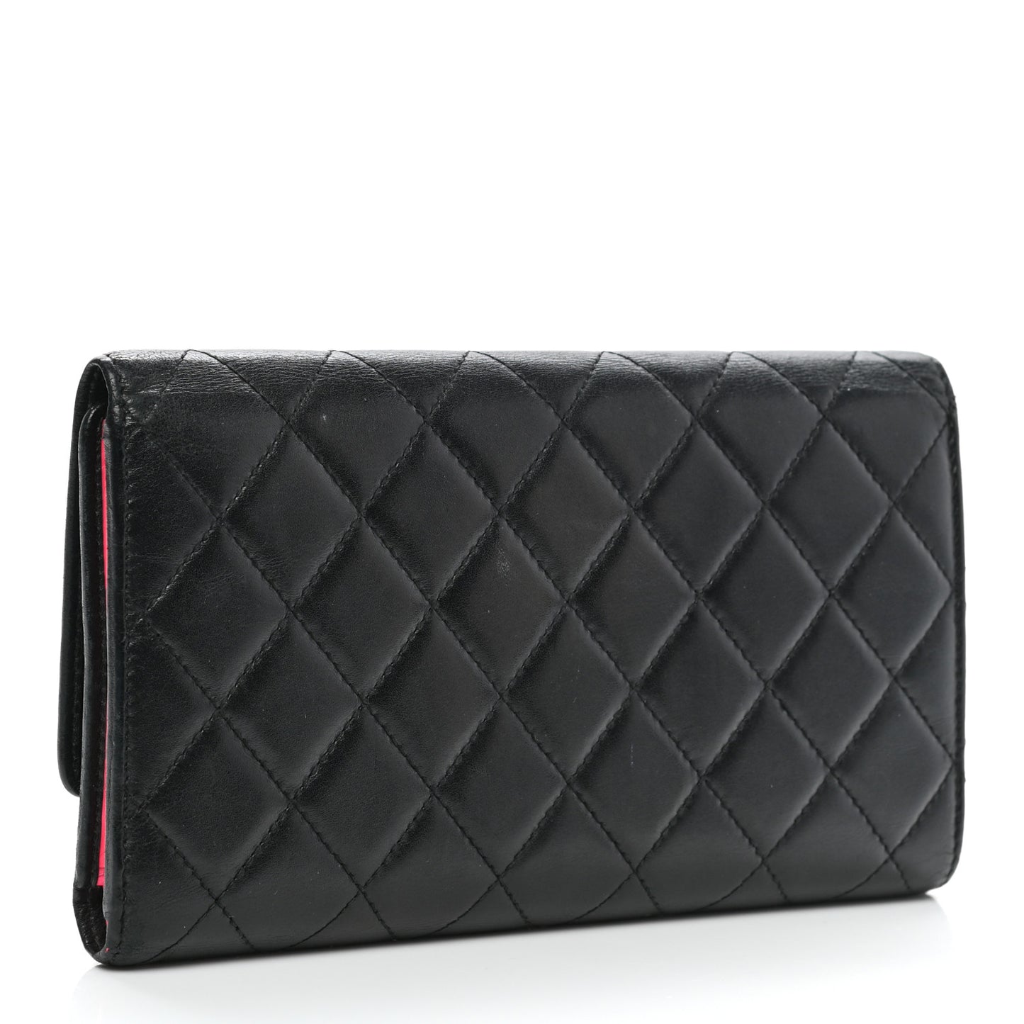 Calfskin Quilted Cambon Flap Wallet Black