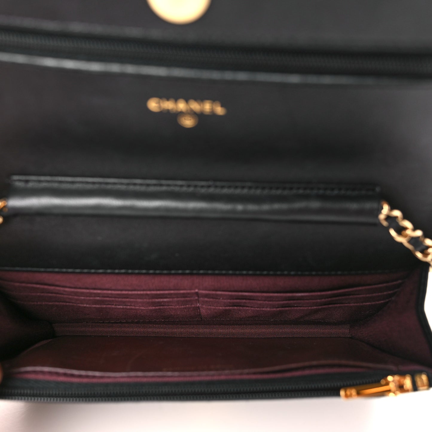 Lambskin Quilted Wallet On Chain WOC Black