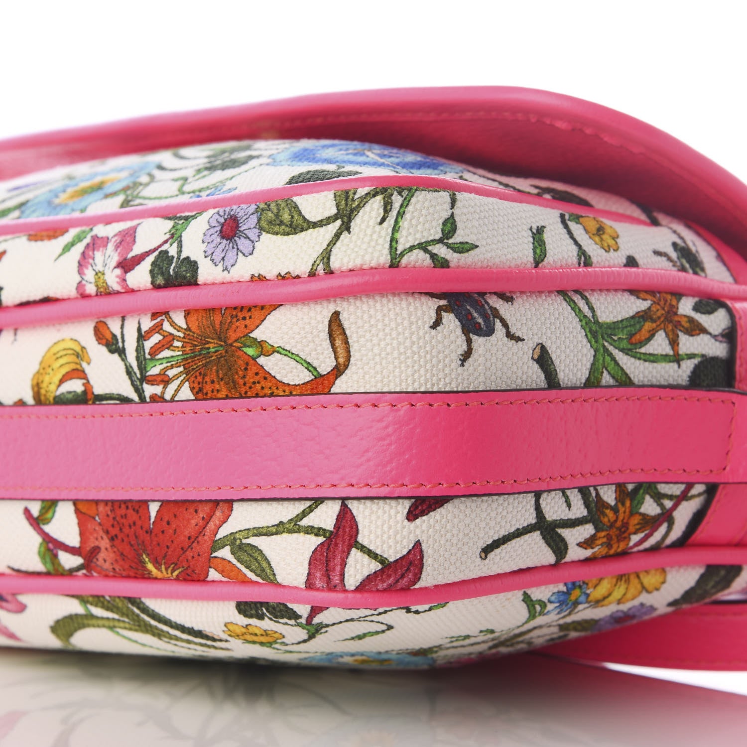 Gucci Canvas Flora Floral Shoulder Bag White Fuchsia Fluo 7 of 8