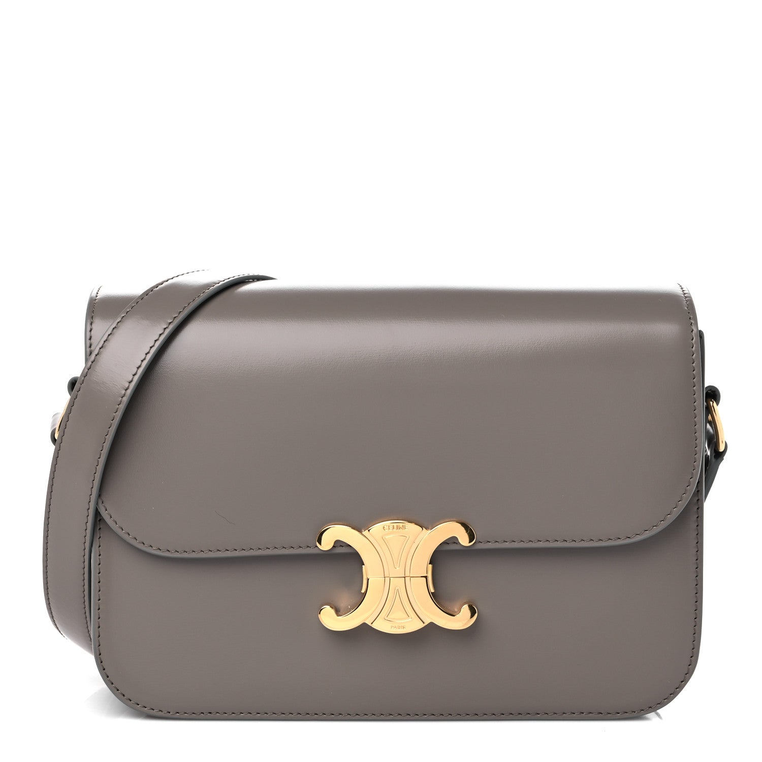 Celine Shiny Calfskin Medium Triomphe Pebble 1 of 9