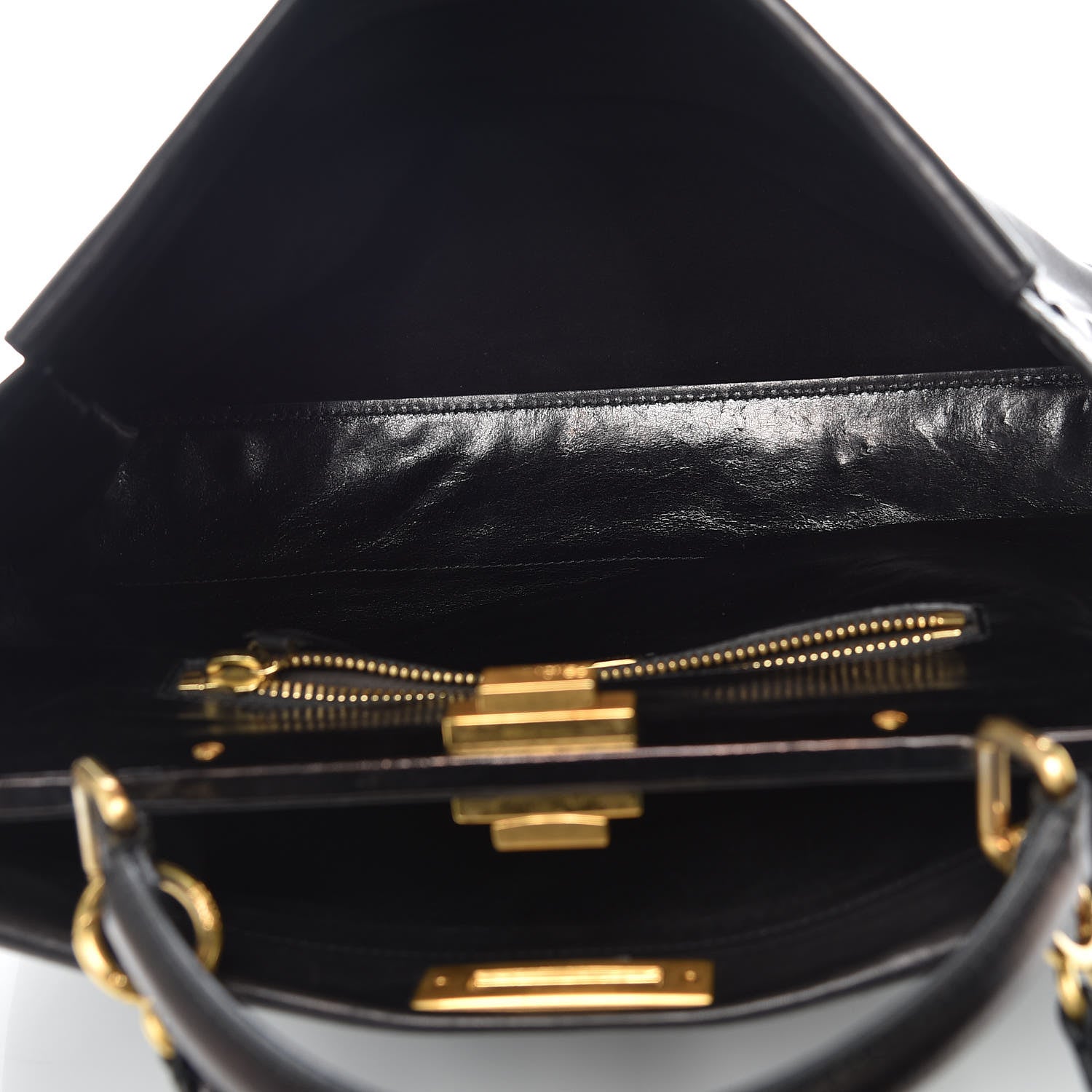 Fendi Vitello Saddle Large Peekaboo Iconic Satchel Black 5 of 10