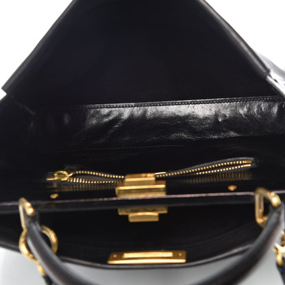 Fendi Vitello Saddle Large Peekaboo Iconic Satchel Black 5 of 10