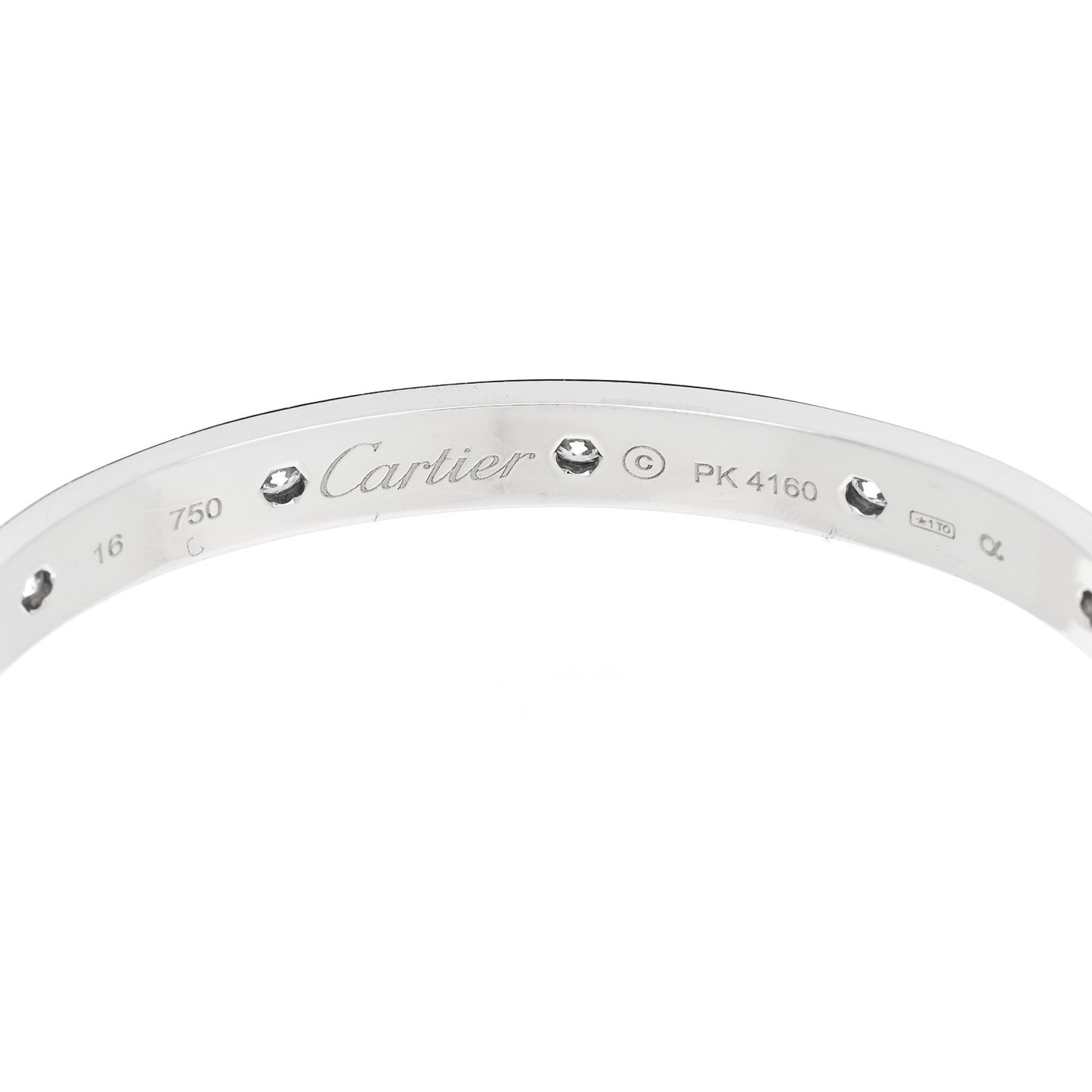 18K White Gold 10 Diamond LOVE Bracelet 16