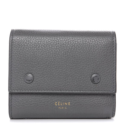 Celine Drummed Calfskin Small Multifunction Folded Wallet Grey 1 of 12