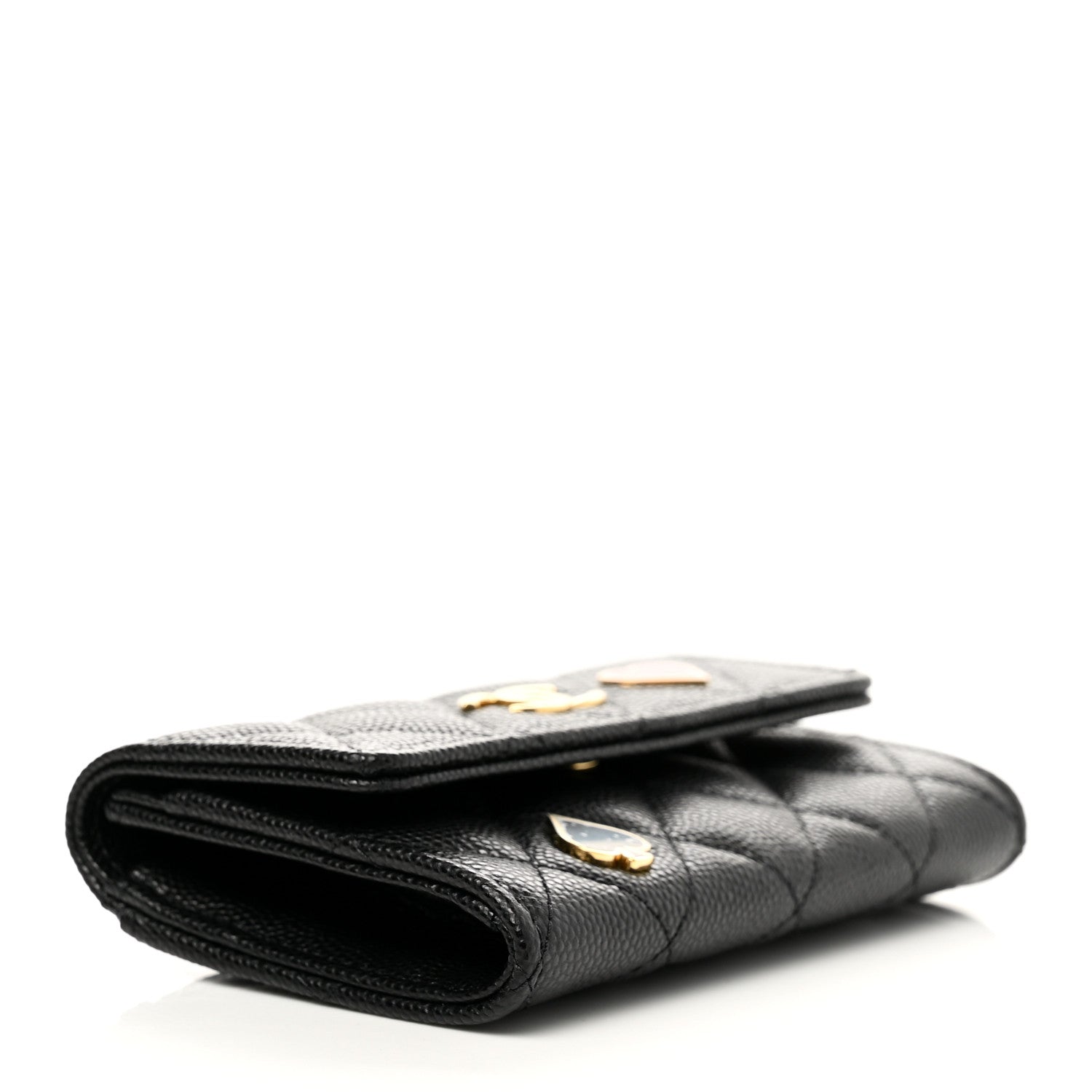 Chanel Caviar Quilted Enamel Coco Casino Flap Card Holder Wallet Black 4 of 9