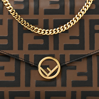 Fendi Vitello Soft F is Fendi Bi-Color FF 1974 Embossed Envelope Wallet On Chain with Pouches Maya Black 9 of 12