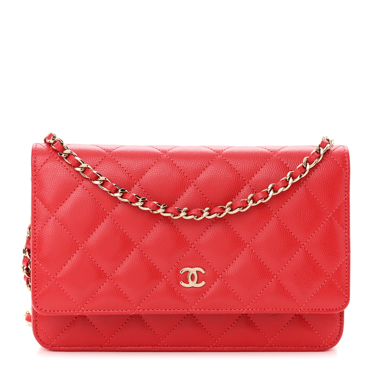 Chanel Caviar Quilted Wallet On Chain WOC Red 1 of 13