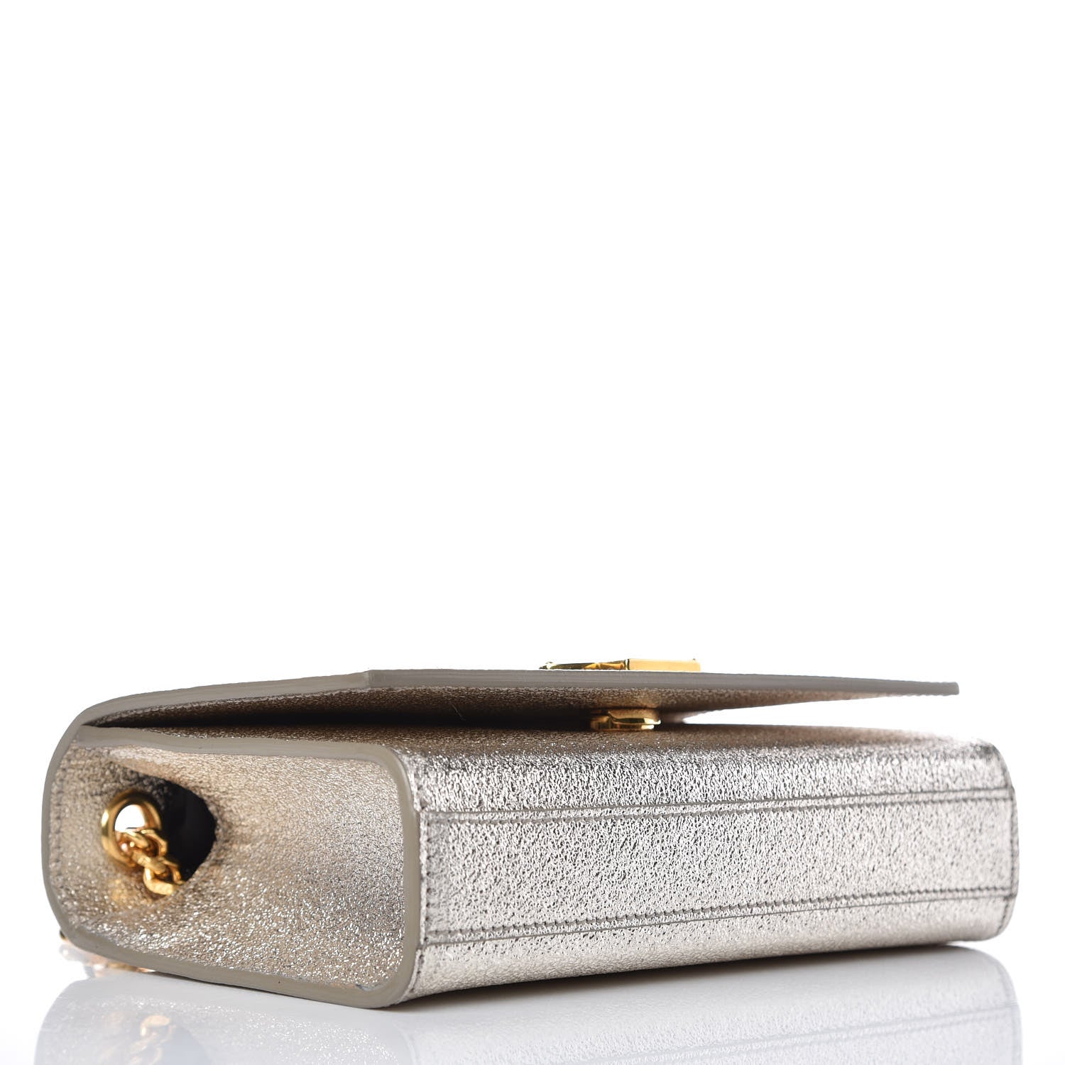 Saint Laurent Metallic Calfskin Small Classic Monogram Kate Satchel Pale Gold 4 of 8