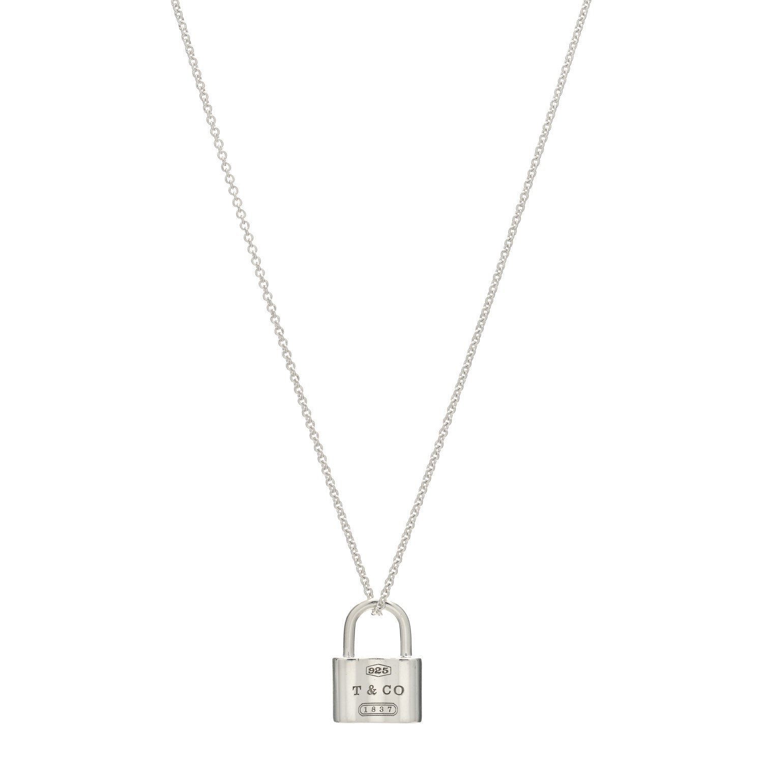 Tiffany Sterling Silver 1837 Lock Charm Pendant Necklace 1 of 3