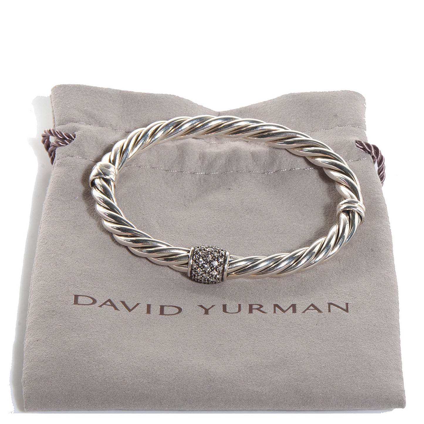 Sterling Silver Pave Diamond 6mm Cable Classics Bracelet