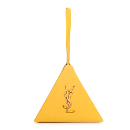 Saint Laurent Lambskin Pyramid Clutch Yellow 1 of 9