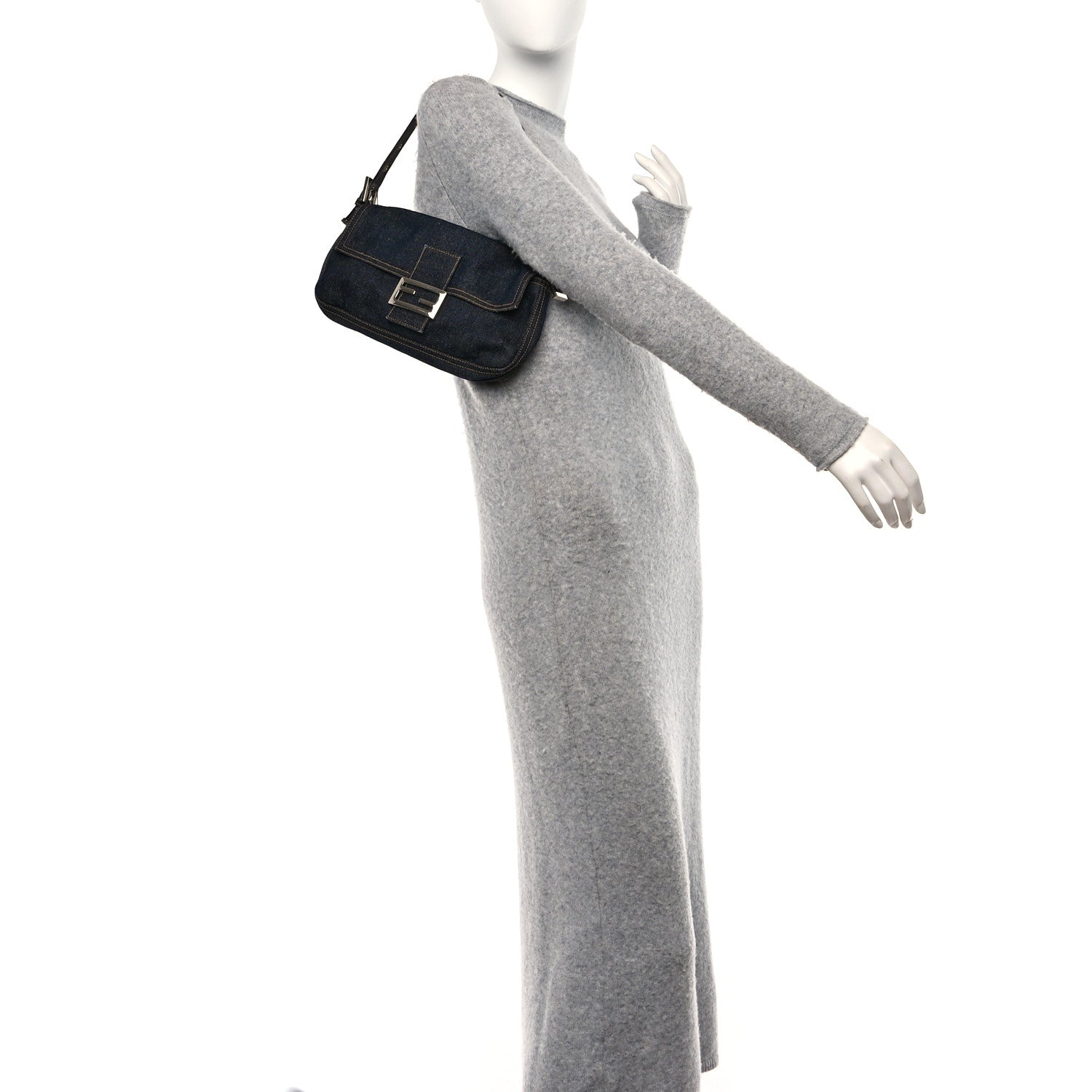 Fendi Denim Baguette Blue 2 of 9