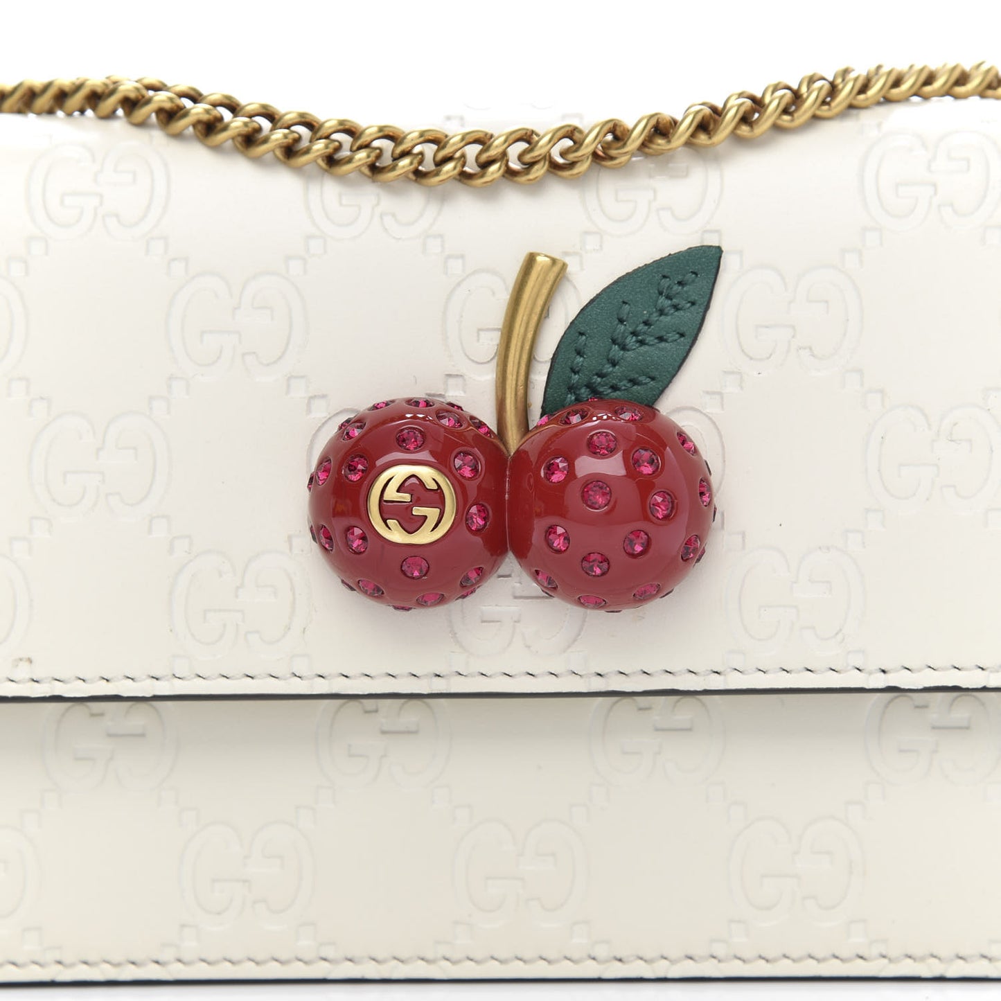Guccissima Mini Cherry Chain Bag White