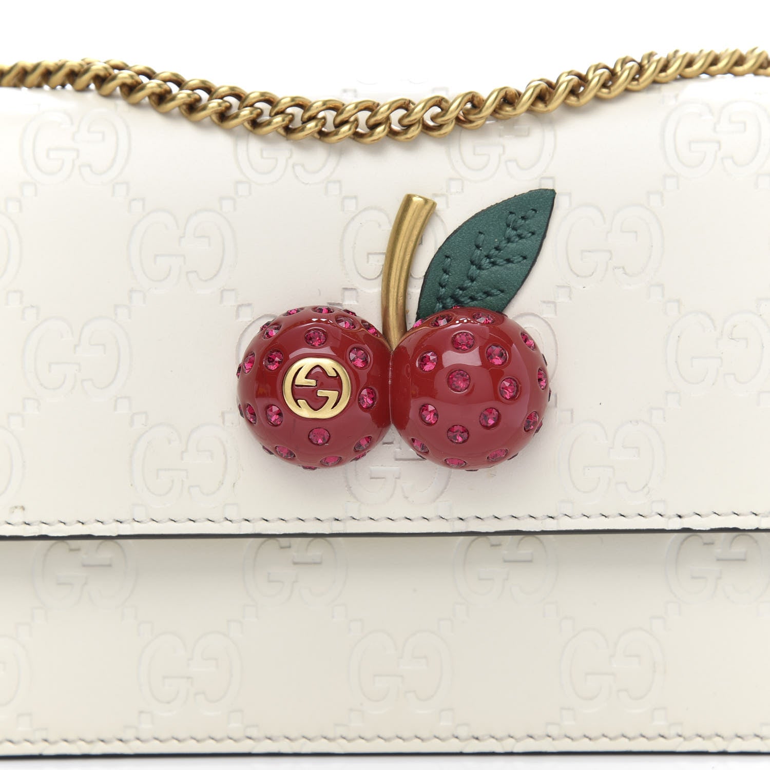 Gucci Guccissima Mini Cherry Chain Bag White 12 of 13