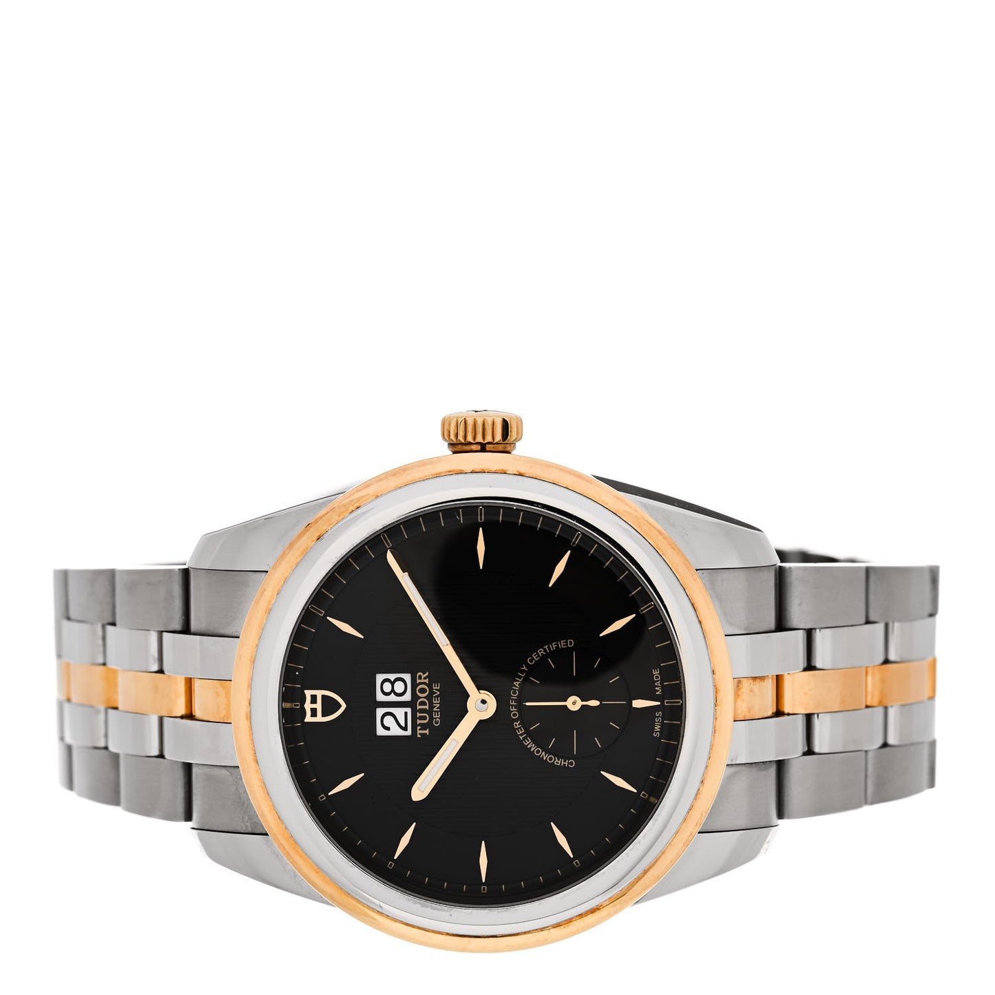 Stainless Steel 18K Yellow Gold 42mm Glamour Double Date Automatic Watch Black 57103