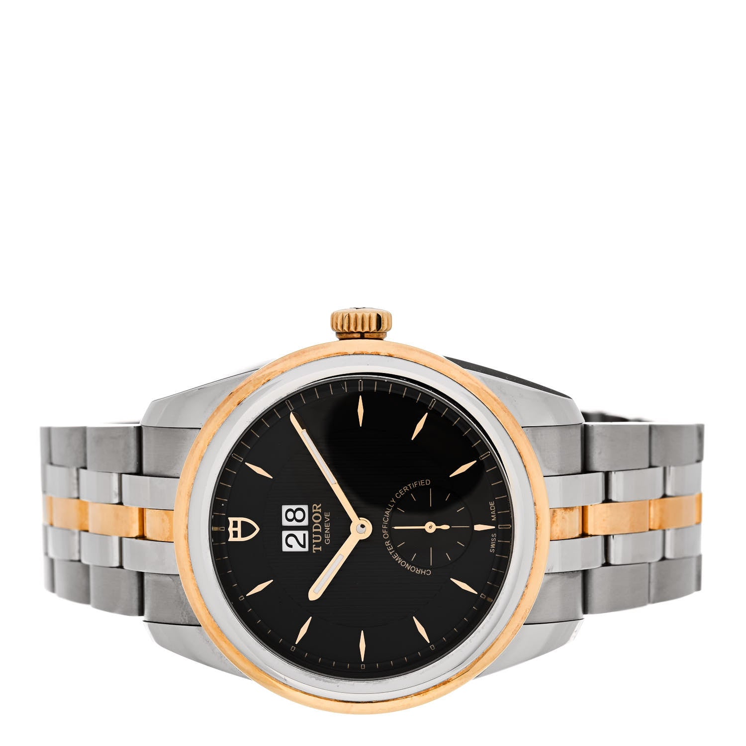 TUDOR Stainless Steel 18K Yellow Gold 42mm Glamour Double Date Automatic Watch Black 57103 2 of 5