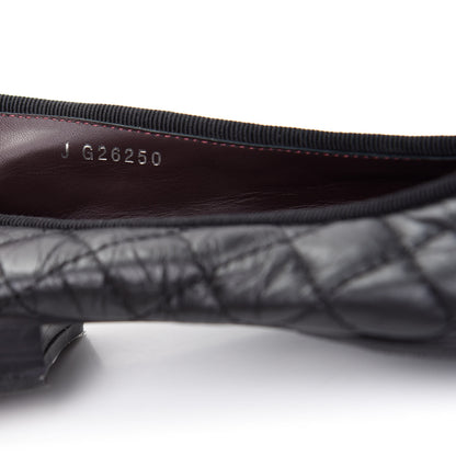 Chanel Aged Calfskin Quilted Cap Toe Ballerina Flats 35.5 Black 9 of 10