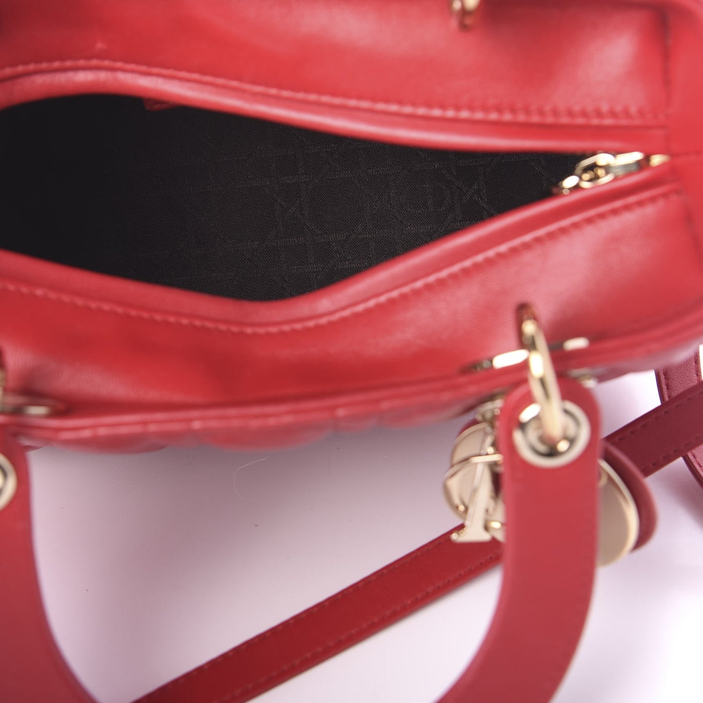 Lambskin Cannage Medium Lady Dior Red