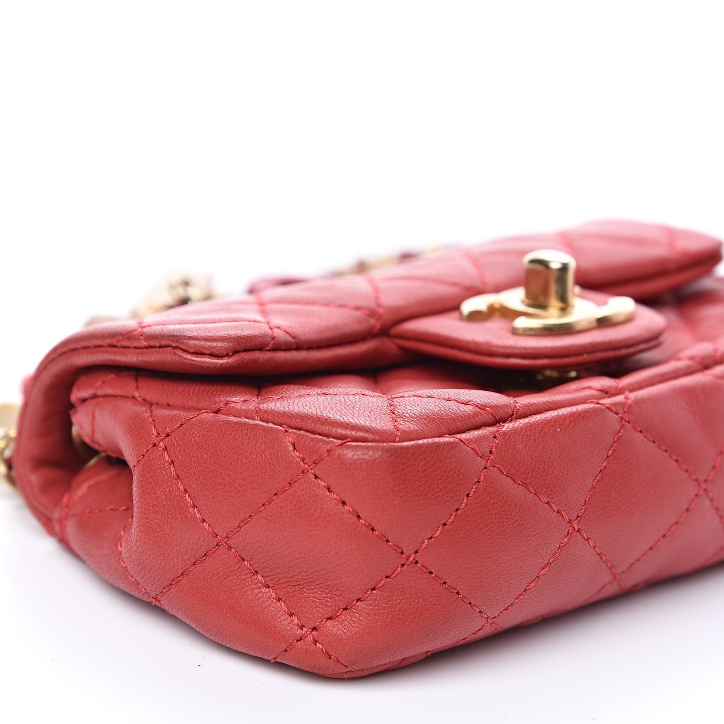 Lambskin Quilted Extra Mini Cruise Charm Flap Red