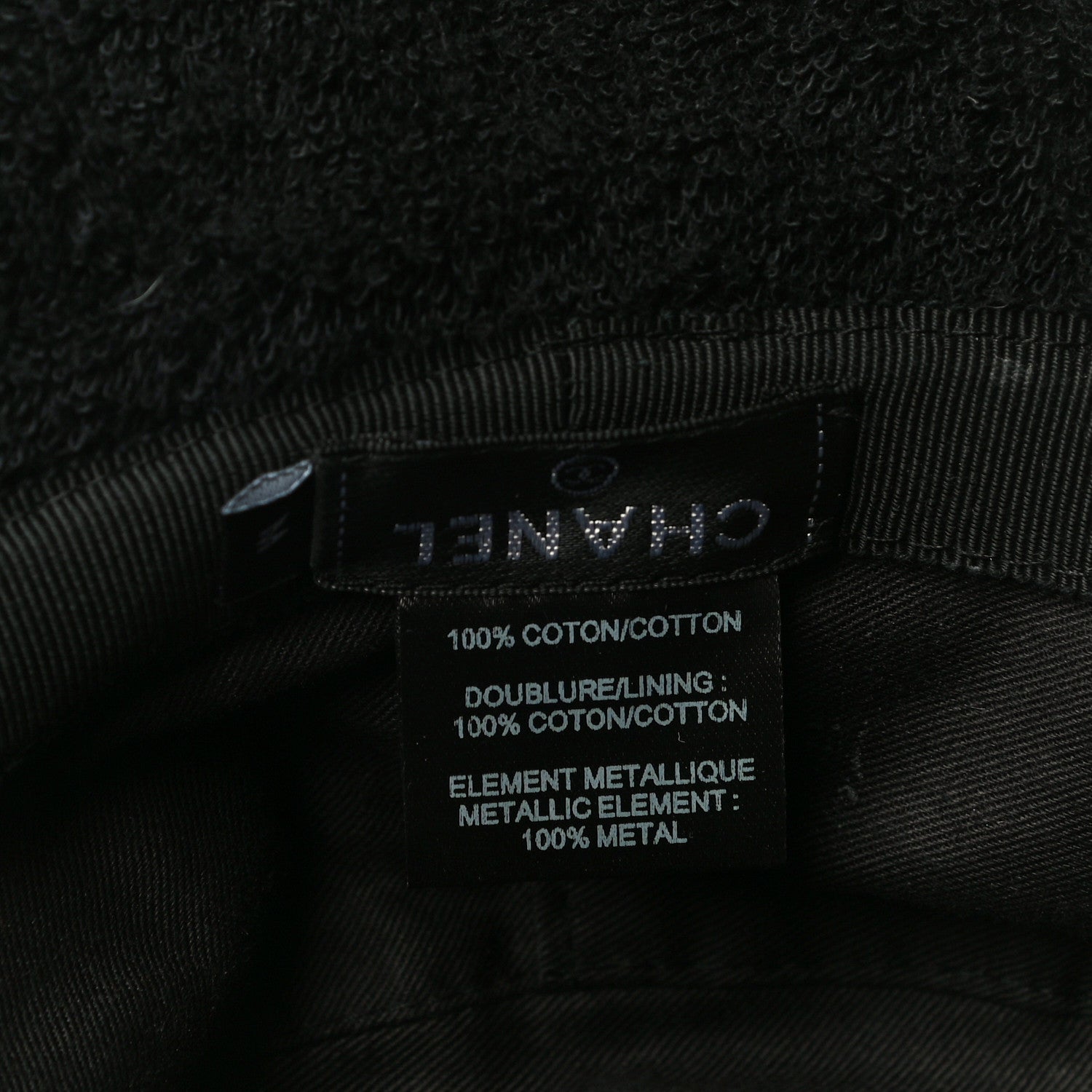 Chanel Terry Cloth CC Bucket Hat M Black 5 of 6