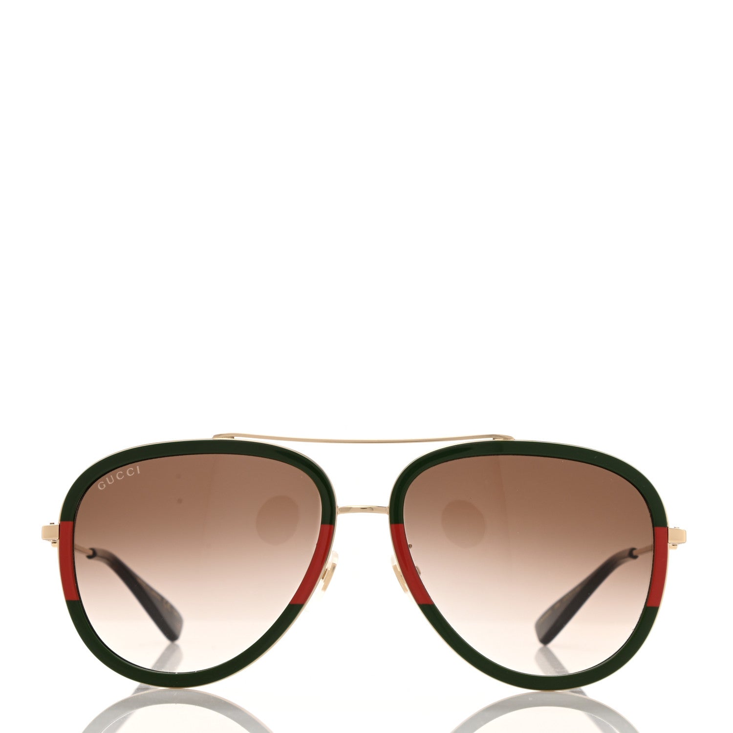 Gucci Web Aviator Sunglasses GG0062S Green Red 2 of 9