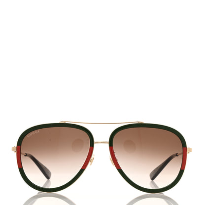 Gucci Web Aviator Sunglasses GG0062S Green Red 2 of 9