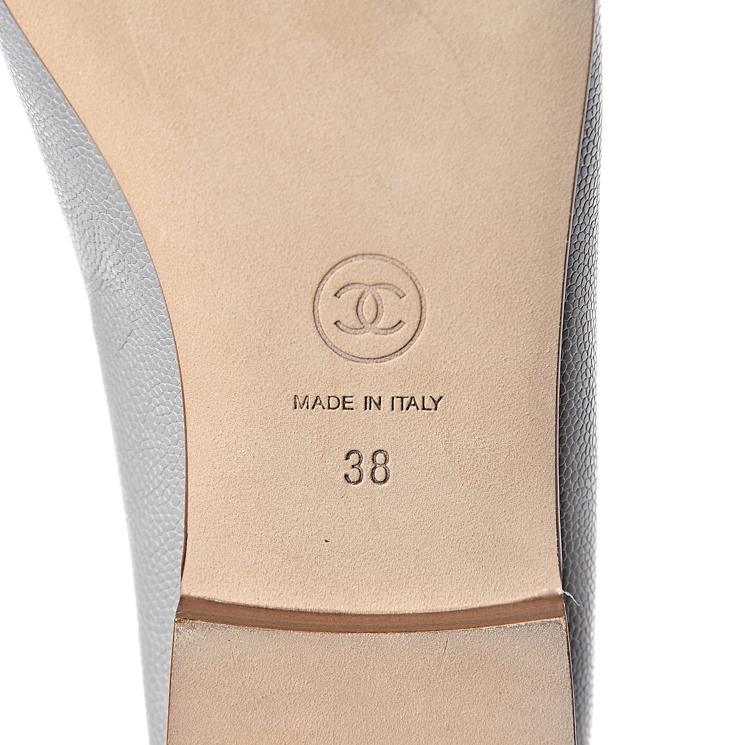 Chanel Caviar CC Cap Toe Ballerina Flats 38 Grey 6 of 11
