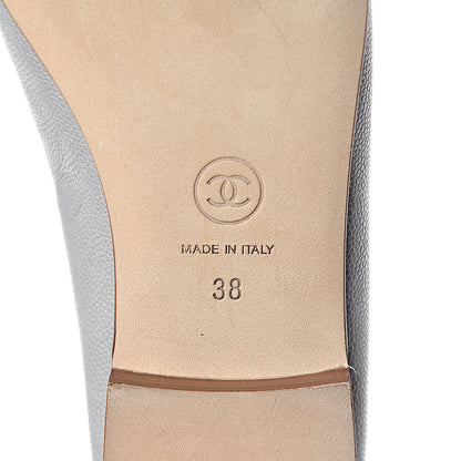 Chanel Caviar CC Cap Toe Ballerina Flats 38 Grey 6 of 11