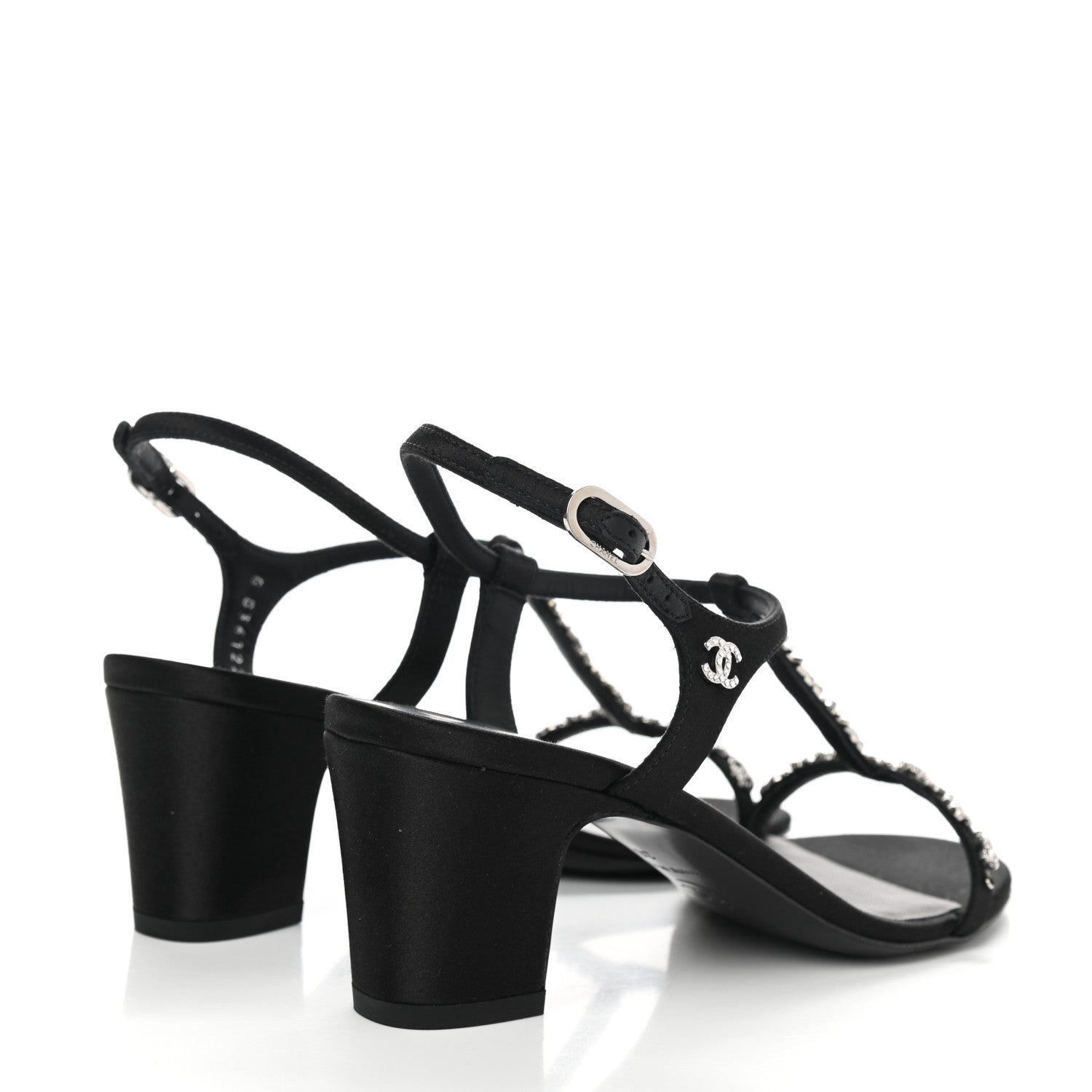 Chanel Satin Crystal CC Star Sandals 36 Black 4 of 8