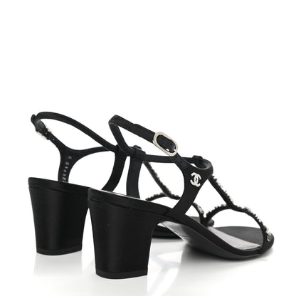 Chanel Satin Crystal CC Star Sandals 36 Black 4 of 8