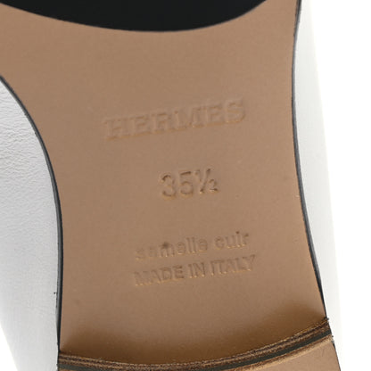 Hermes Calfskin Womens Royal Loafers 35.5 White 6 of 10