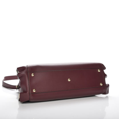 Fendi Vitello Seta Waves Bi-Color Medium Peekaboo Iconic Satchel Bordeaux Latte 5 of 9