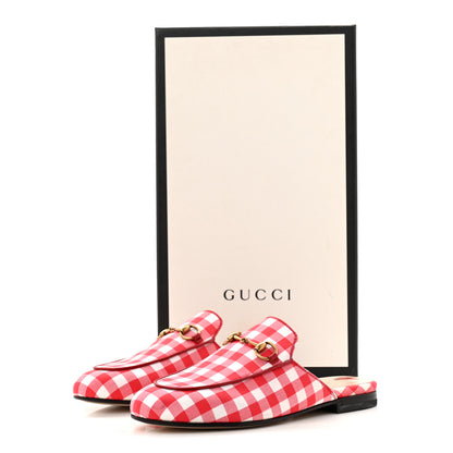 Gucci Cotton Gingham Womens Princetown Slippers 36 White Red 12 of 12