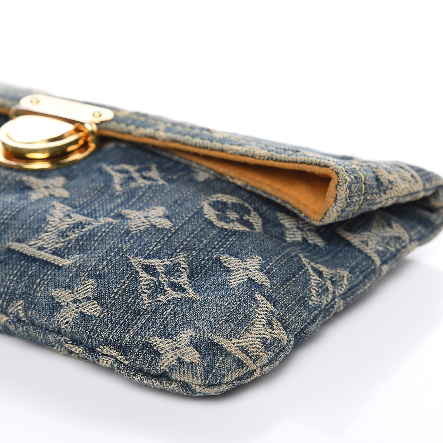 Monogram Denim Pochette Plat Clutch Blue