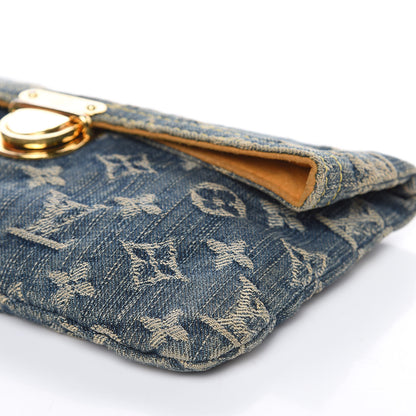 Louis Vuitton Monogram Denim Pochette Plat Clutch Blue 9 of 10