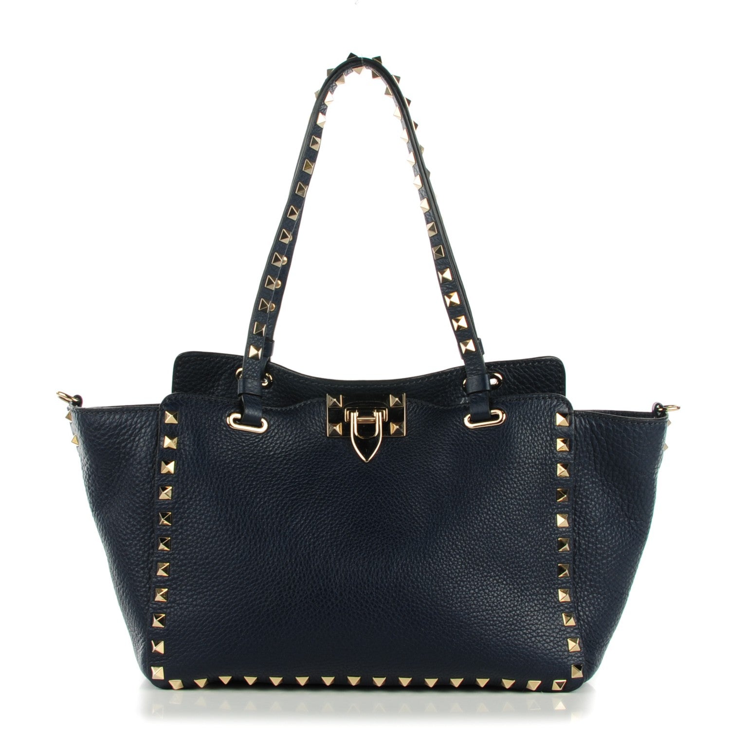 Valentino Garavani Grained Calfskin Small Rockstud Tote Marine 1 of 7