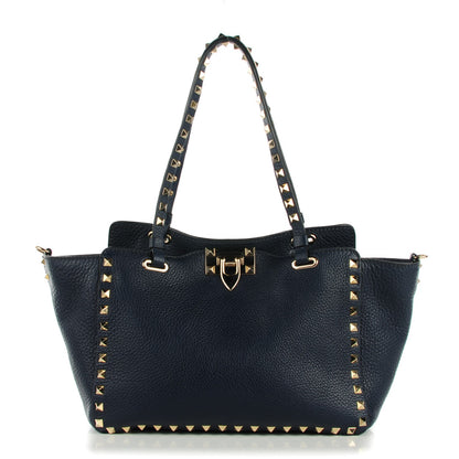 Valentino Garavani Grained Calfskin Small Rockstud Tote Marine 1 of 7