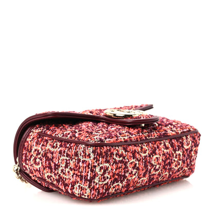 Gucci Tweed GG Monogram Mini GG Marmont Shoulder Bag Orange Red Multicolor 3 of 10