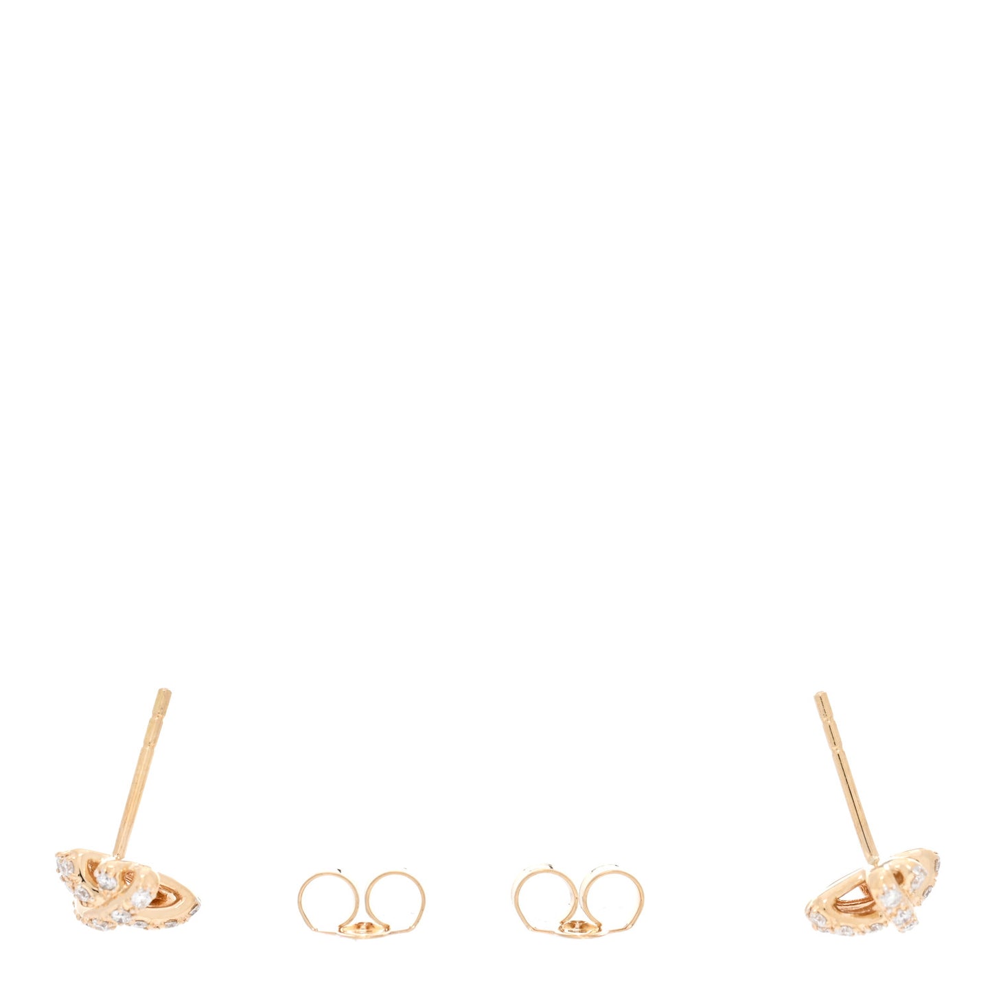 18K Yellow Gold Diamond 9mm Pave Crossover Stud Earrings