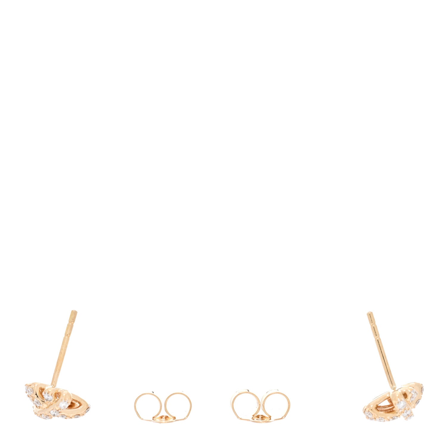 David Yurman 18K Yellow Gold Diamond 9mm Pave Crossover Stud Earrings 3 of 4