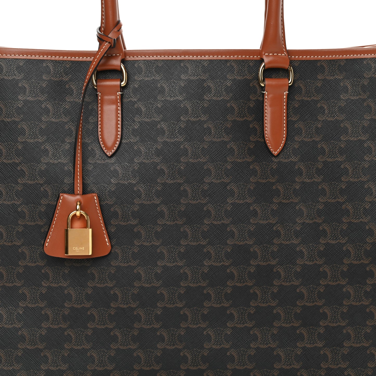 Triomphe Canvas Calfskin Horizontal Cabas Tan
