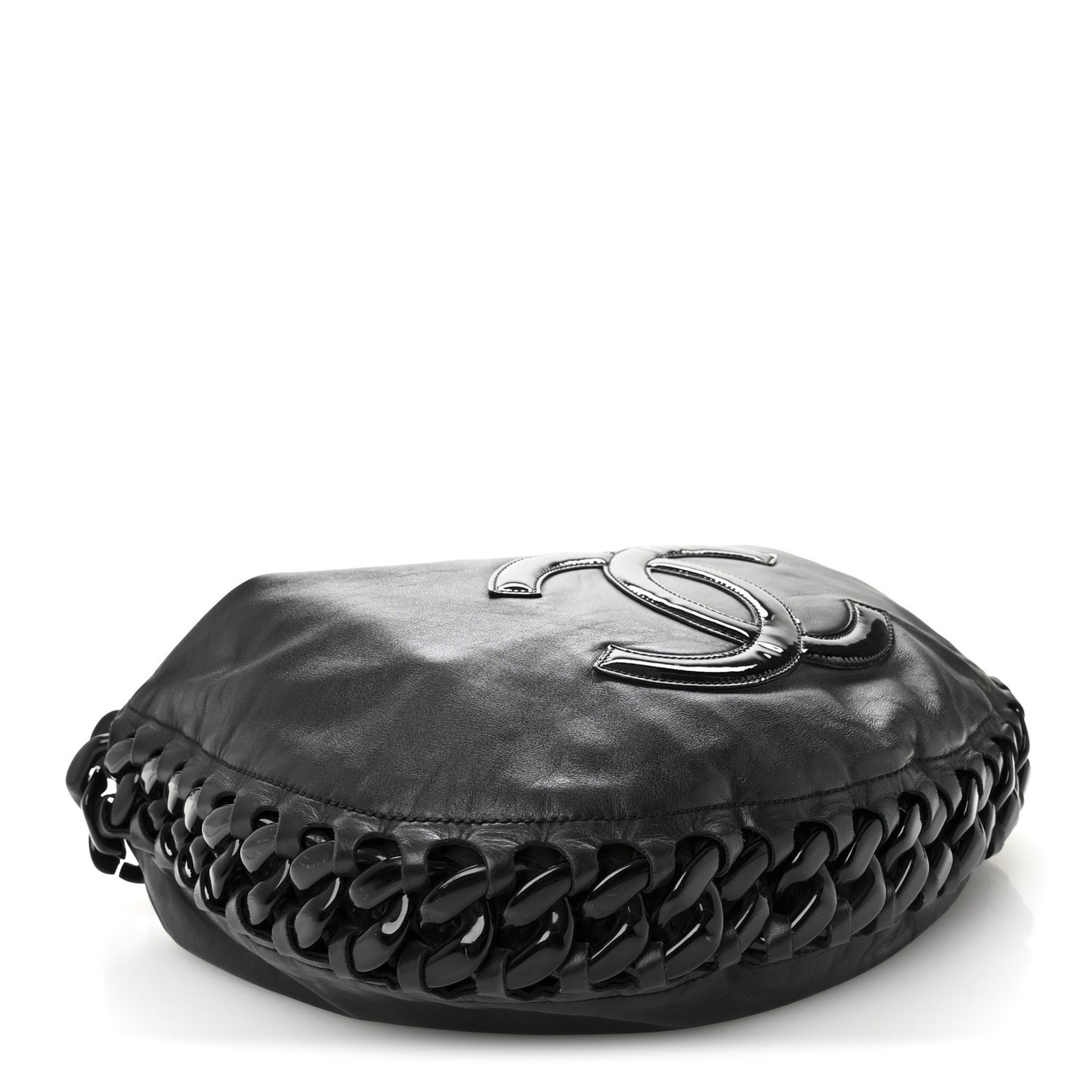 Calfskin Modern Chain Rhodoid Hobo Black
