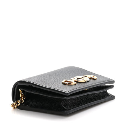 Gucci Grainy Calfskin Zumi Chain Card Case Wallet Black 4 of 9