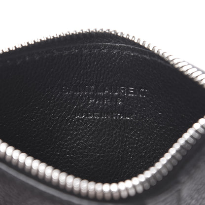 Saint Laurent Grained Calfskin 5 Fragments Zip Pouch Card Holder Black 6 of 8