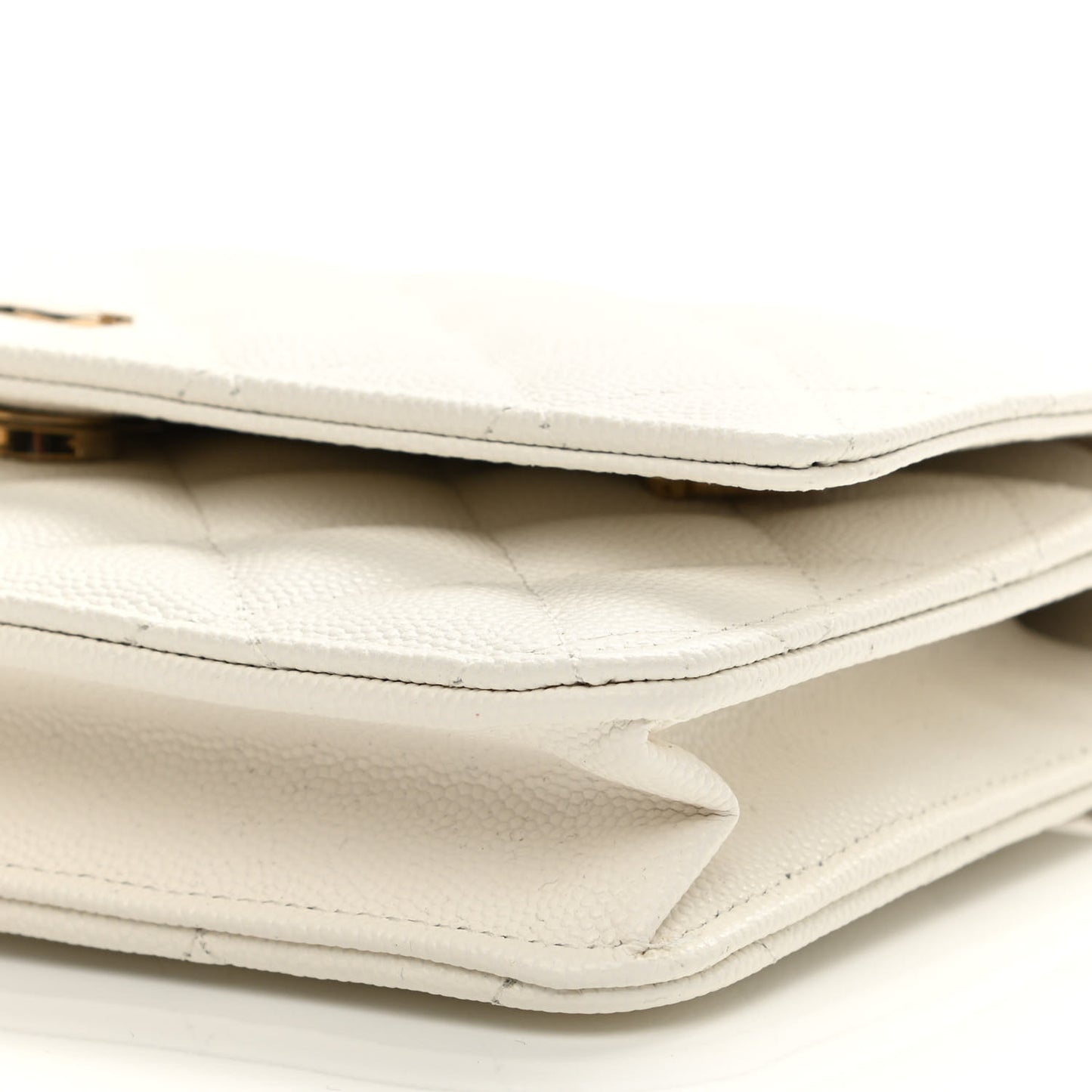 Caviar Quilted Wallet On Chain WOC White