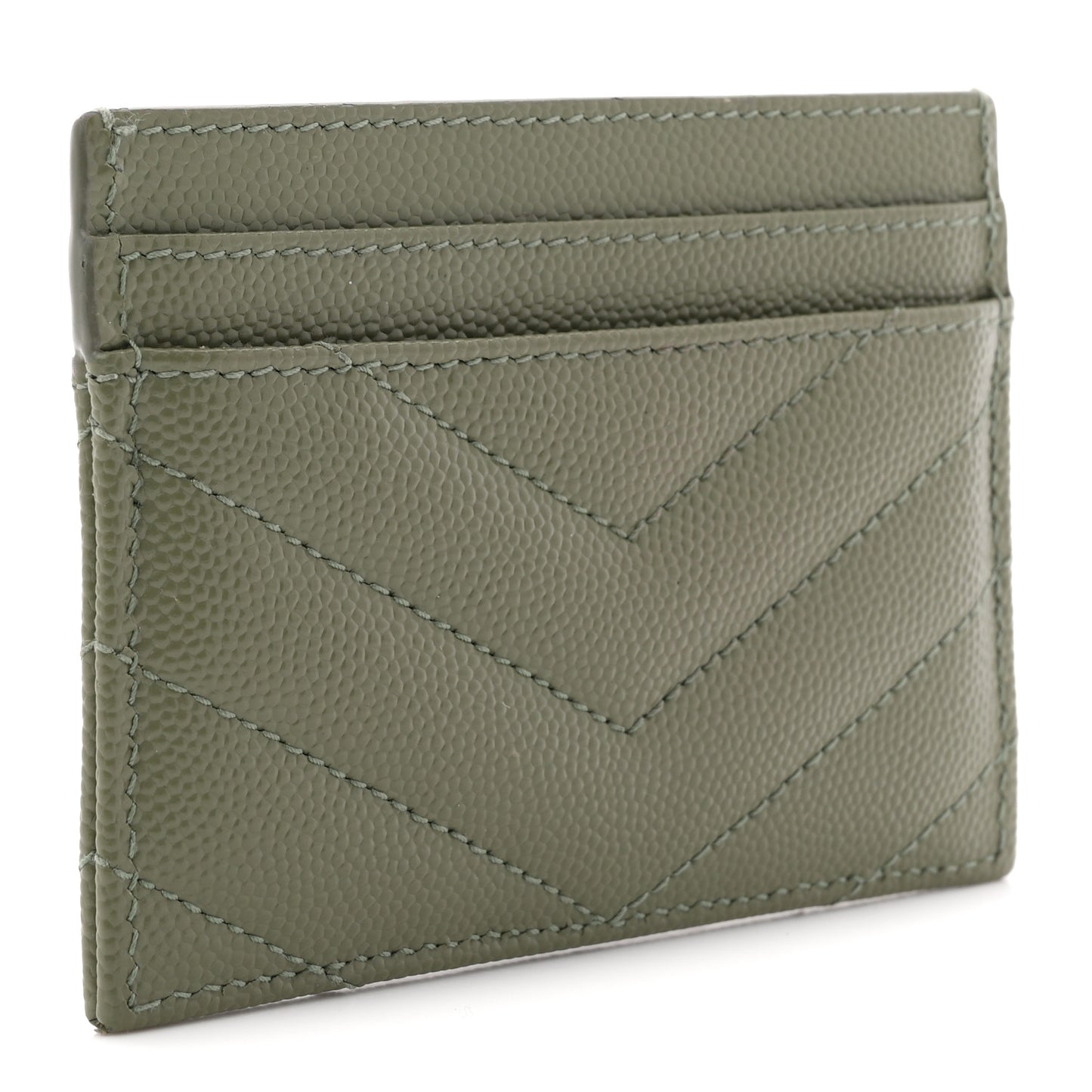 Grain De Poudre Matelasse Chevron Monogram Credit Card Case Light Sage