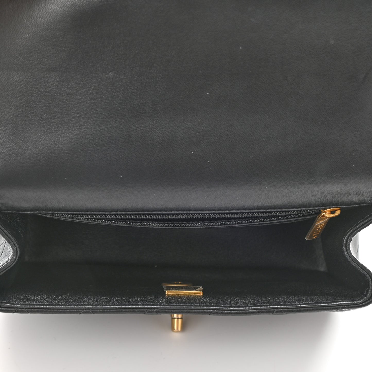 Lambskin Quilted Mini Top Handle Rectangular Flap Black