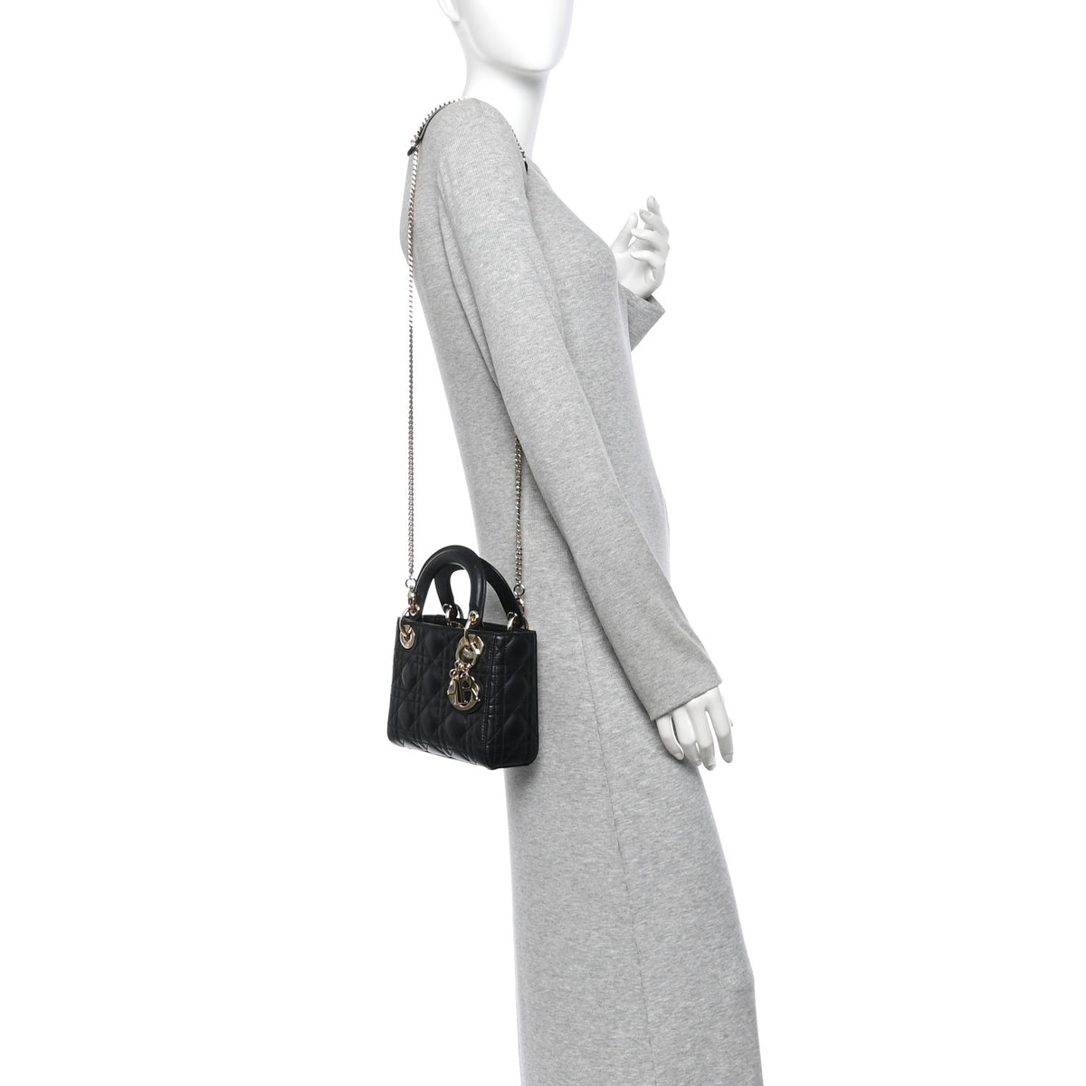 Christian Dior Lambskin Cannage Mini Lady Dior Black 2 of 10