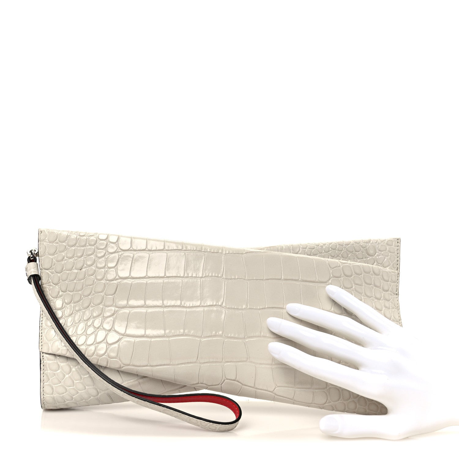Christian Louboutin Loubitwist Crocodile Embossed Clutch White 2 of 7
